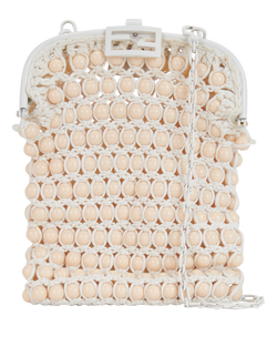 Fendi Baguette Knitted Beaded Phone Pouch, Fabric/ Plastic, White, DB,3*